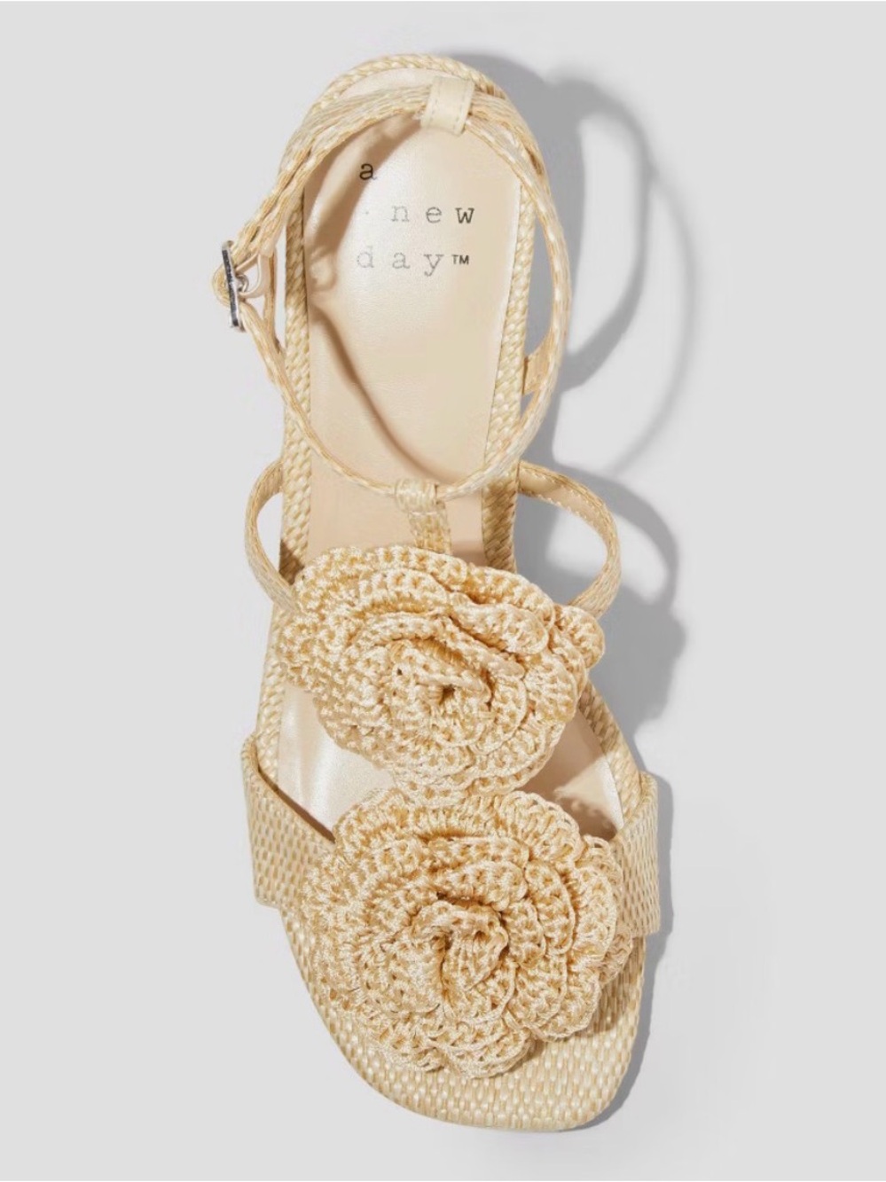 A New Day Esme Woven Floral Accent Strappy Sandal - Beige - Picture 3 of 6
